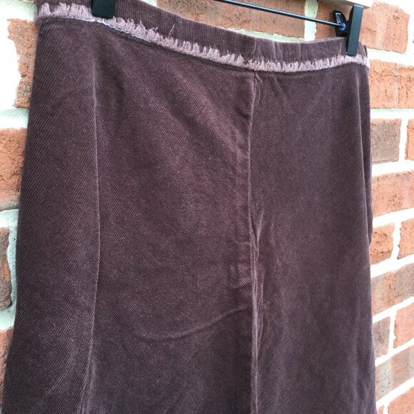 VTG Carolina Blues Corduroy Maxi Skirt Size 10 Brown Raw Hem Western Boho Y2K - Picture 3 of 9